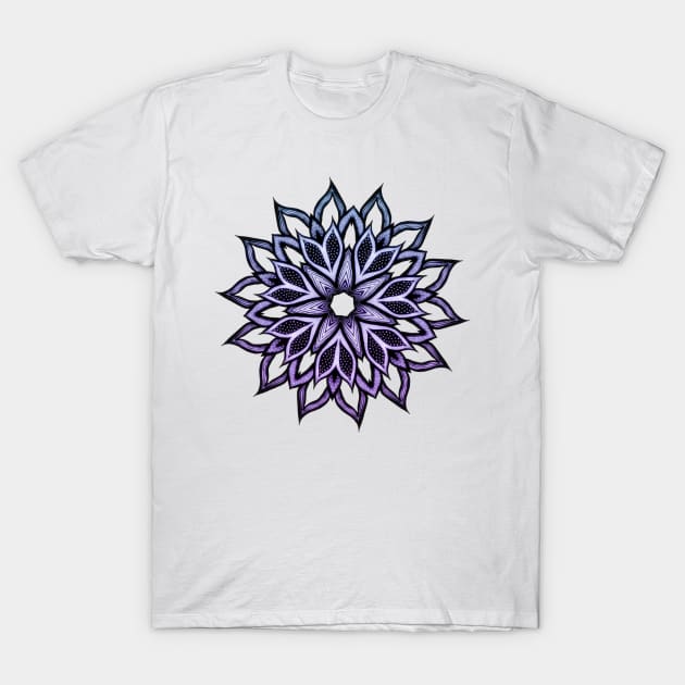 Flower Mandala Blue Violet Abstract Art T-Shirt by Boriana Giormova